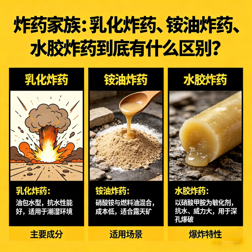 玉龙炸药家族：乳化炸药、铵油炸药、水胶炸药到底有什么区别？